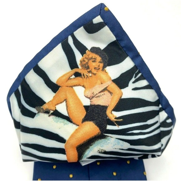 DOLCE & GABBANA Tie Blue Yellow Micro Polka Dots 100% Silk Pin Up Girl Necktie - Picture 3 of 12